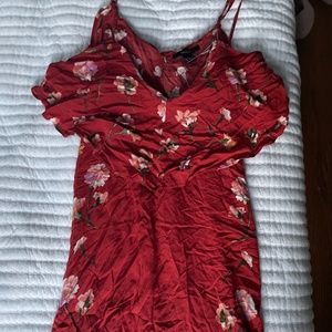 red floral dress
